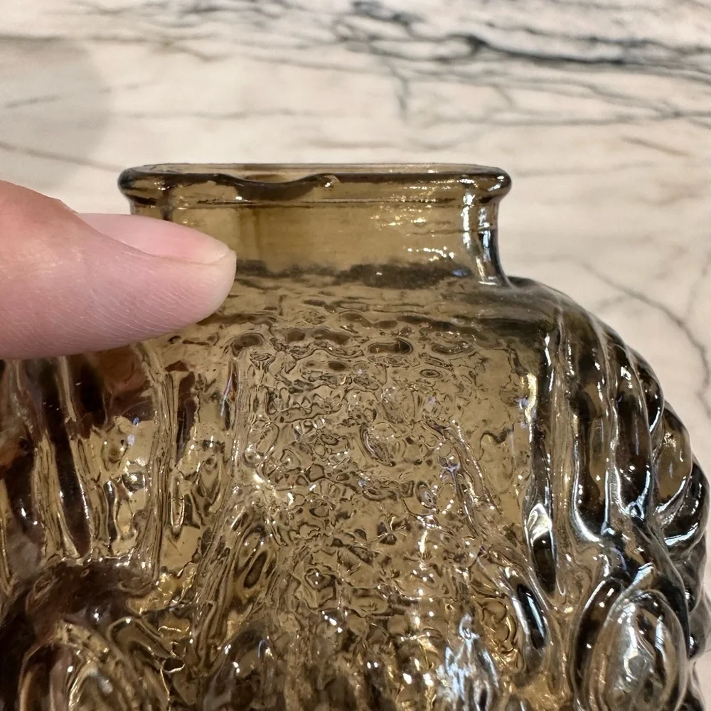 Vintage Wise Old Owl Libbey Glass Piggy Owl Bank Brown Amber Pressed Glass Birds